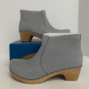 Dansko Maria Booties Gray Milled Nubuck Leather